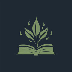 Book leaf logo design vector illustration