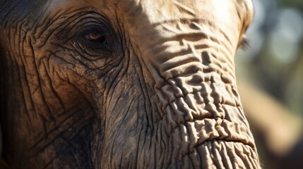 Up close and personal with a majestic elephants wrinkled trunk, a symbol of the interconnectedness of all wildlife and the importance of their preservation.