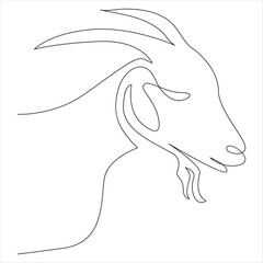 Continuous one line drawing of Domestic Goat line art drawing vector illustration
