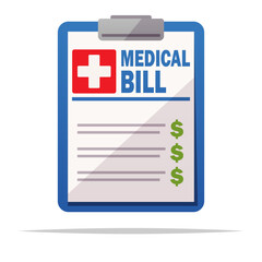 Medical bill clipboard vector isolated illustration