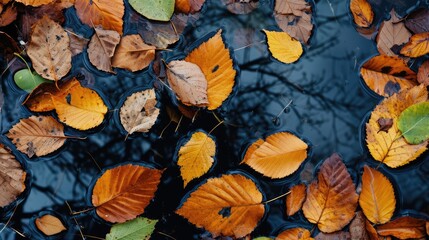 Leaves fall on the water, AI generated Image