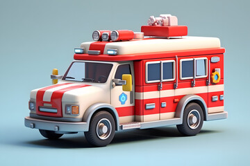 3d rendering cartoon ambulance car