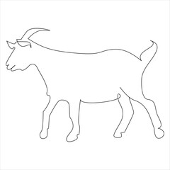 Continuous one line drawing of Domestic Goat line art drawing vector illustration