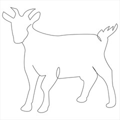 Continuous one line drawing of Domestic Goat line art drawing vector illustration