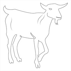Continuous one line drawing of Domestic Goat line art drawing vector illustration