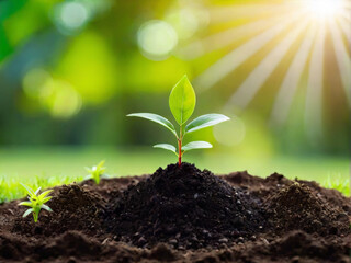 Celebrate Earth Day by planting a green sapling in the soil to contribute to saving our planet.