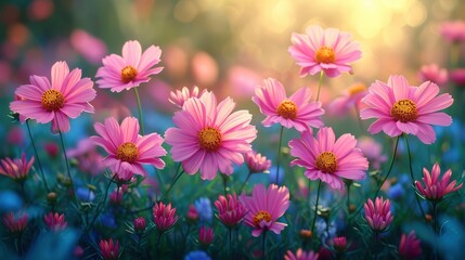 Close Photos Beautiful Pink Flowers, Background Banner HD