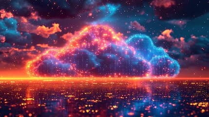Fototapeta na wymiar Cloude Computing Network, Background Banner HD
