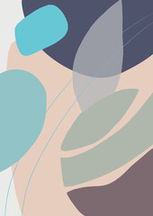 Abstract pastel shapes. Soft curves, leaves. Background