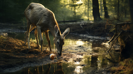 Obraz na płótnie Canvas deer in the forest ,wild 