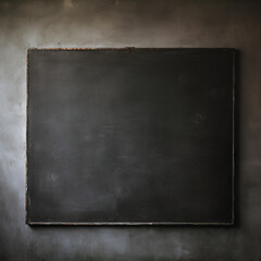 Fototapeta premium A blank blackboard on a wall. An old used black board on a grungy dim classroom. Generative AI