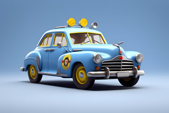3d rendering cartoon Police car