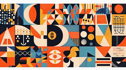 collage of various geometric shapes and patterns element contemporary