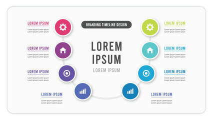 Eight circle u shape infographic template