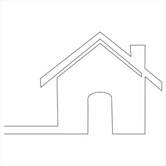 Continuous one line drawing of home line art drawing vector illustration