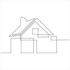 Continuous one line drawing of home line art drawing vector illustration