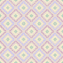 pastel geometric repetitive background. hand drawn squares of triangles. folk decorative art. vector seamless pattern. fabric swatch. textile design