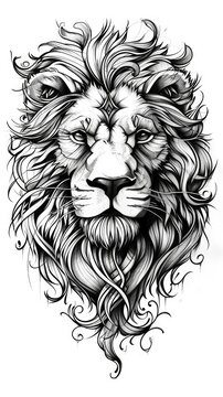 Lion tattoo flash, AI generated Image