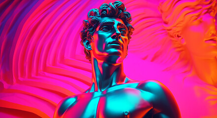 Neon Gypsum statue head
