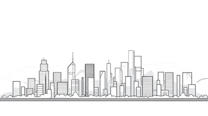Architectural vector illustration featuring a city skyline with sleek skyscrapers  capturing the futuristic and dynamic essence of modern urban development. simple minimalist illustration creative