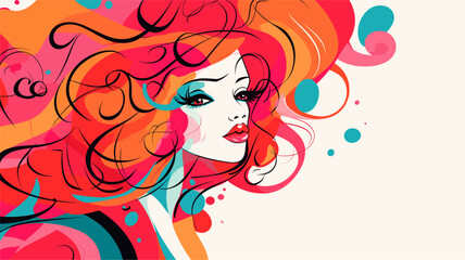 Obraz na płótnie Canvas Abstract swirls and curls in a bright color palette embodying the lively and dynamic personalities of girls in a vibrant vector art background. simple minimalist illustration creative