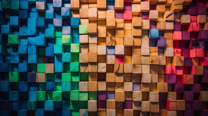 Kaleidoscope of Colors with Colorful Wood Block Background.