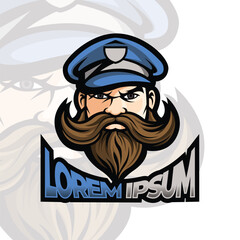 Captain mascot logo design, old man with hat illustration mascot, boat mascot logo, pirate mascot