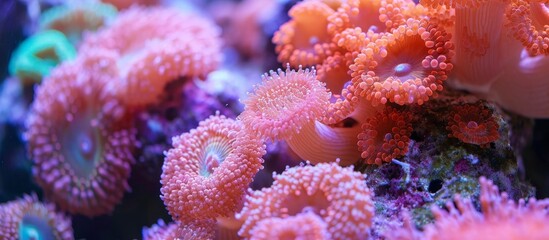 Naklejka na ściany i meble Corals, found in the class Anthozoa of Cnidaria, are marine invertebrates.