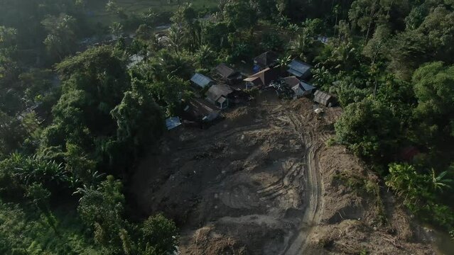 Aerial Footage Of A Landslide In Deli Serdang, North Sumatra, Indonesia | Tanah Longsor Di Deli Serdang, Indonesia 4K Drone