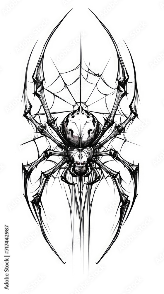 Wall mural spider tattoo flash, ai generated image