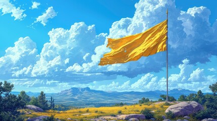 Flagstaff Without Flag Against Cloudy Sky, Background Banner HD
