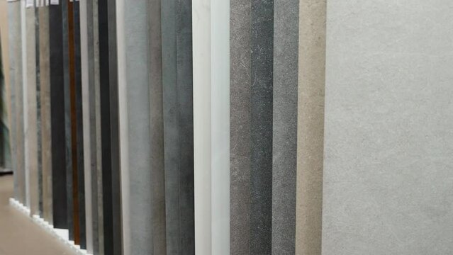 Large size ceramic tile collection in hardware store