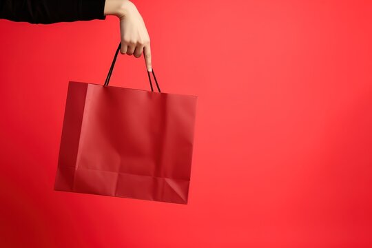 Someone carrying a red shopping bag. generative ai.