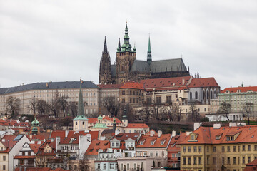 Prague Castle with St. Vitus Cathedral over Lesser town.