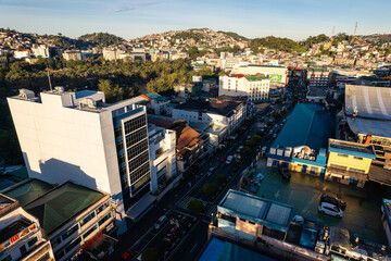 Baguio City, Philippines - Aerial of the famous Session road during the morning.