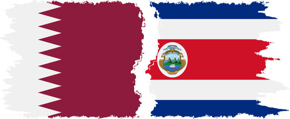 Costa Rica and Qatar grunge flags connection vector