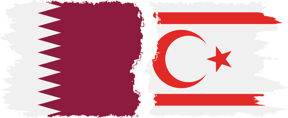 Turkish Republic of Northern Cyprus and Qatar grunge flags connection vector