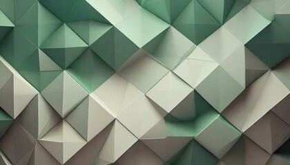 abstract green background, modern geometric 3d mosaic graphics lowpoly template as backdrop abstract background with polygons squares and lines pattern for presentation and copy space banner gray and 