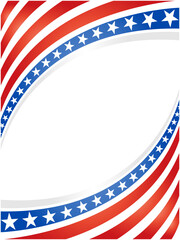 Abstract USA flag symbols wave pattern corner border design template with empty space for your text.	