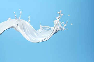 Obraz na płótnie Canvas Milk Wave in Motion, on blue background, Generative AI
