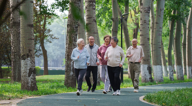 Old people exercising in the park