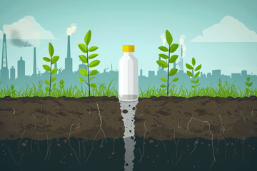 Soil Contamination: Spilled chemicals can seep into the soil, impacting plant life and posing risks to groundwater - obrazy, fototapety, plakaty