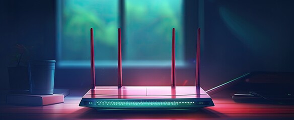 secure next generation 5G router designed for high-speed home networks. - obrazy, fototapety, plakaty