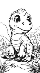 Fototapeta premium Coloring page cute dinosaur created with AI