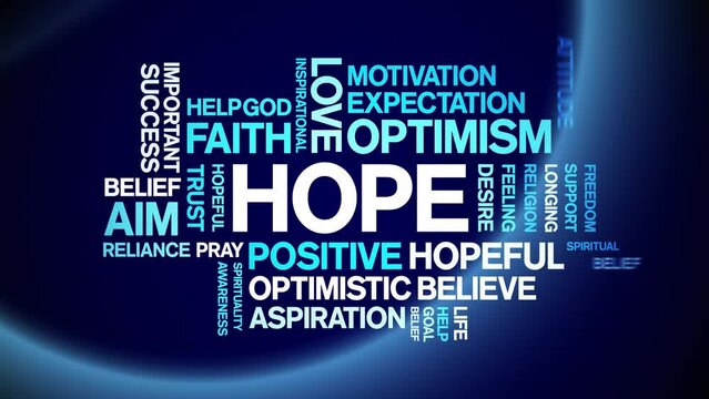 Hope animated tag word cloud;text design animation kinetic typography seamless loop.