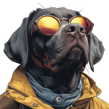 A Pudelpointer In German Versatile Hunting Glasses, Isolate Images White Background