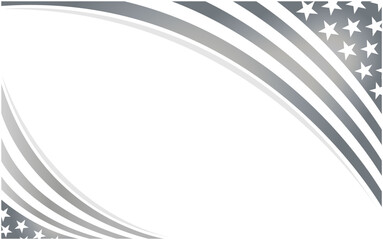 USA flag symbols decorative monochrome corner wave frame with copy space for text.