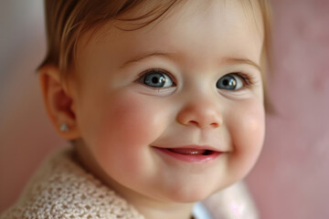 The cherubic delight of a little one, with rosy cheeks and a beaming smile