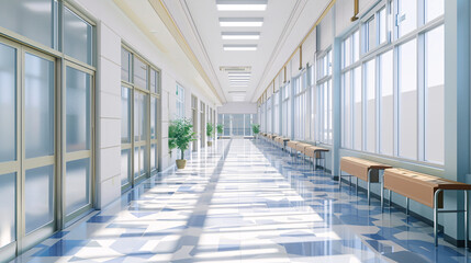 Immerse Yourself in the Contemporary Aesthetics of a Modern School Corridor.