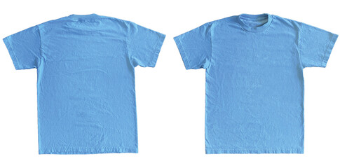 Blank T Shirt Color Cardinal Blue Template Mockup Front and Back View on Transparent Background